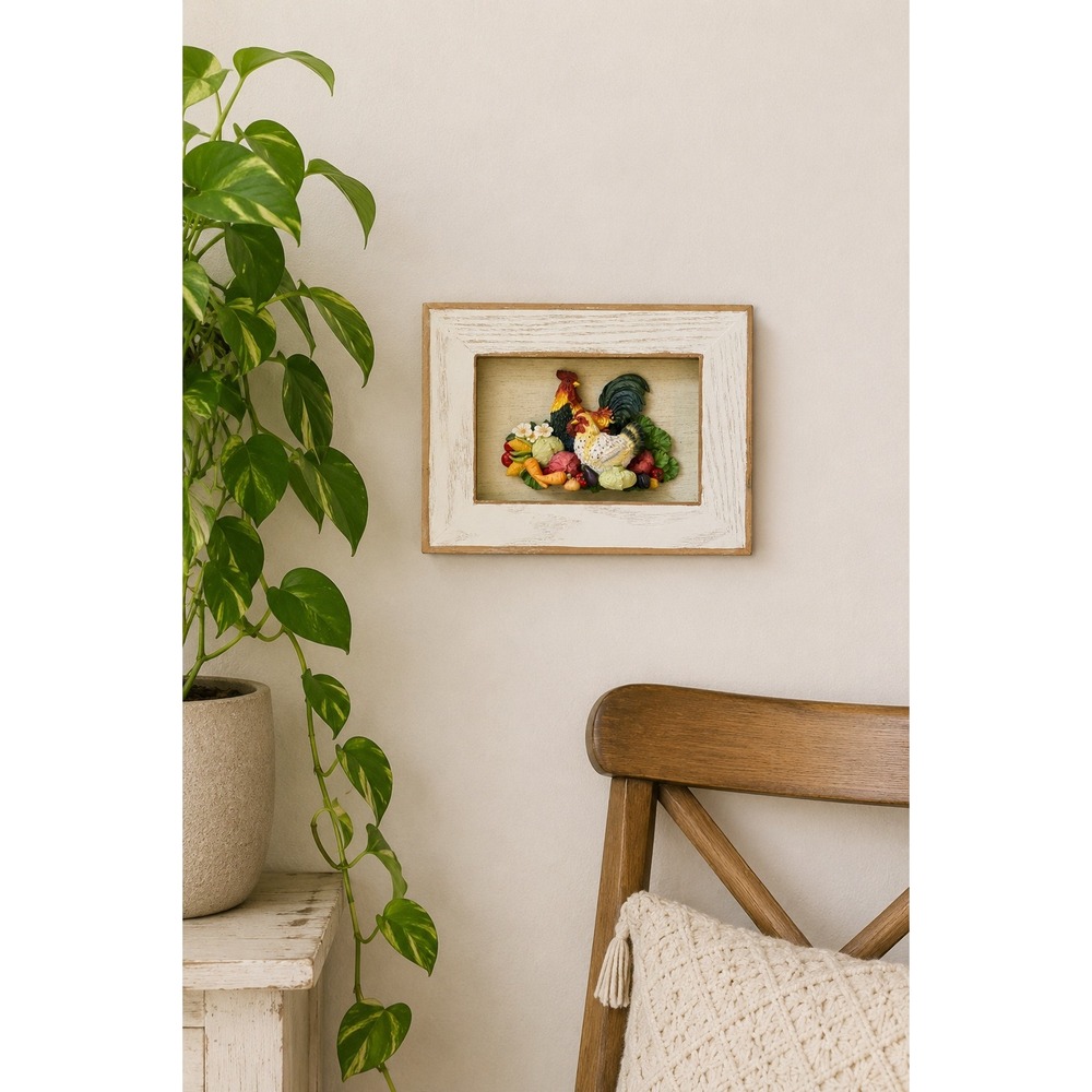 Vintage 3D Resin Rooster Wall Art Farmhouse Cottage Country Decor Picture Cabin